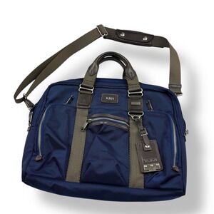 Tumi Ballistic Nylon Leather Trim Messenger Bag Briefcase Navy Blue